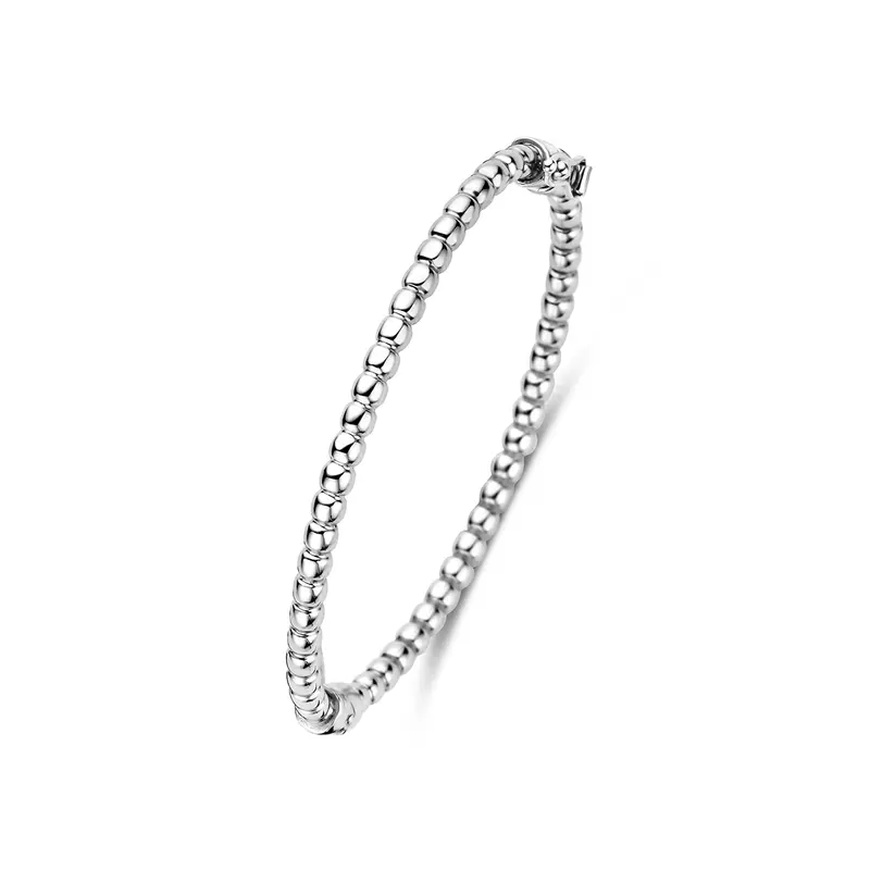 Bangle scharnier bolletjes 3 mm zilver gerhodineerd 46 mm