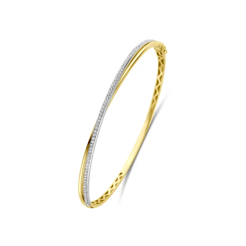 Bangle scharnier diamant 0.37ct h si 4 x 14K bicolor goud 60 mm