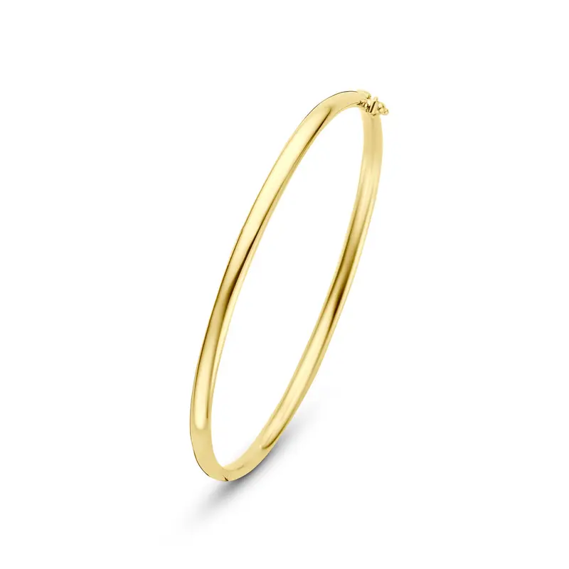 Bangle scharnier ovale buis massief 3 x 9K geelgoud 60 mm