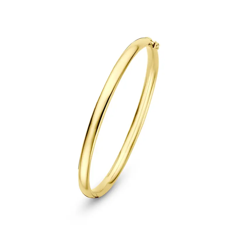 Bangle scharnier ovale buis massief 5 x 9K geelgoud 60 mm
