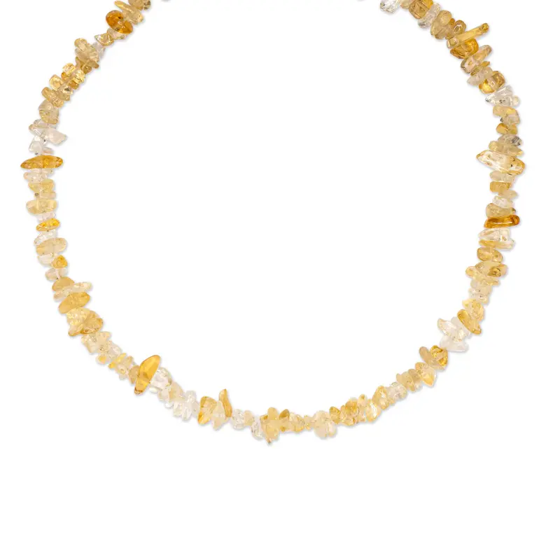 Bedelketting - Edelsteen - Citrien - Zilver