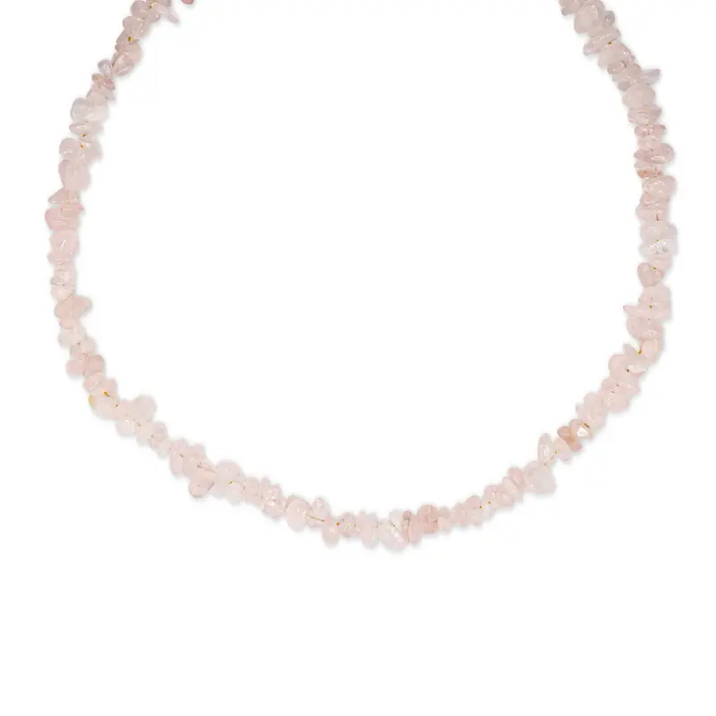 Bedelketting - Edelsteen - Rozenkwarts - Zilver