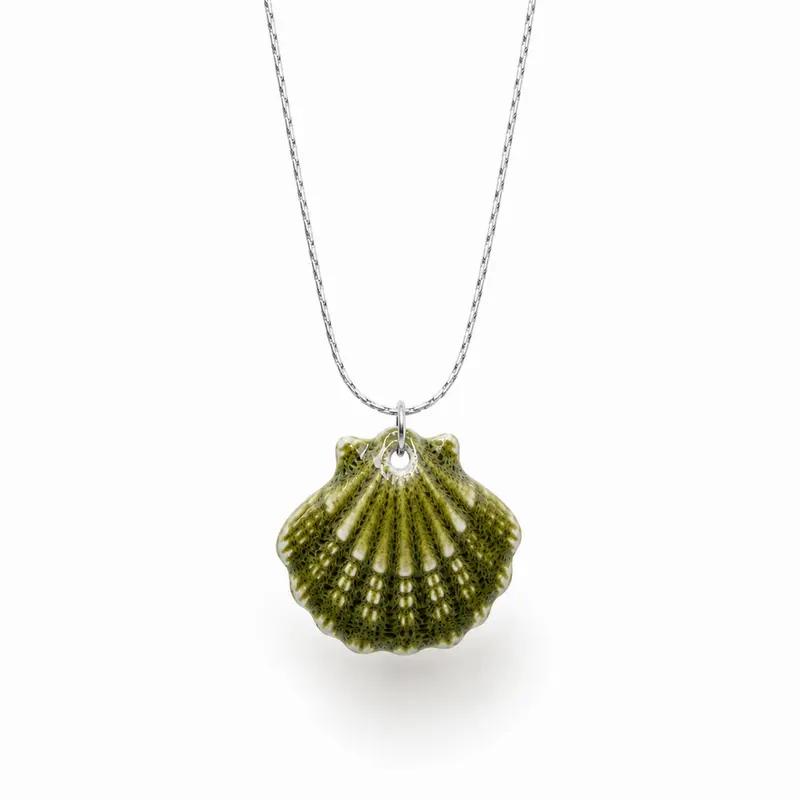 Bedelketting - Keramiek schelp - Groen