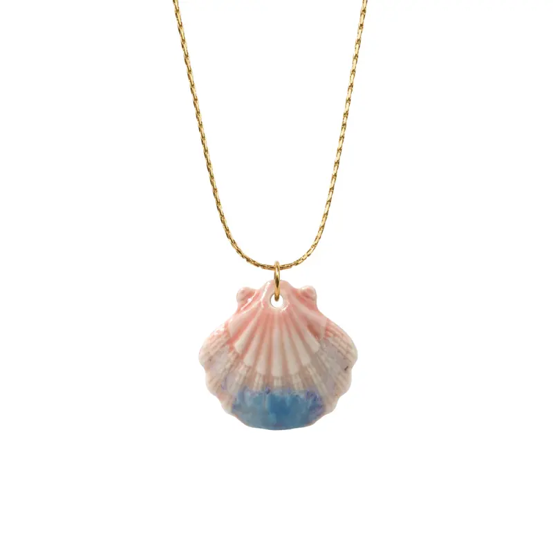 Bedelketting - Keramiek schelp - Roze