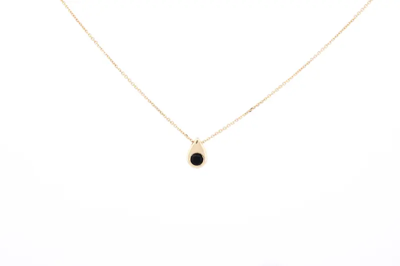 BeMy 14K Gold Ovale Zwarte Steen Ketting