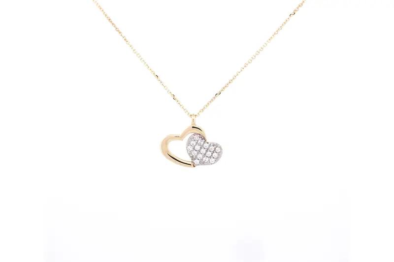 BeMy 14K Gold Twee Hartjes Ketting