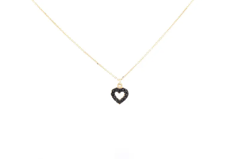 BeMy 14K Gold Zwarte Open Hartje Ketting