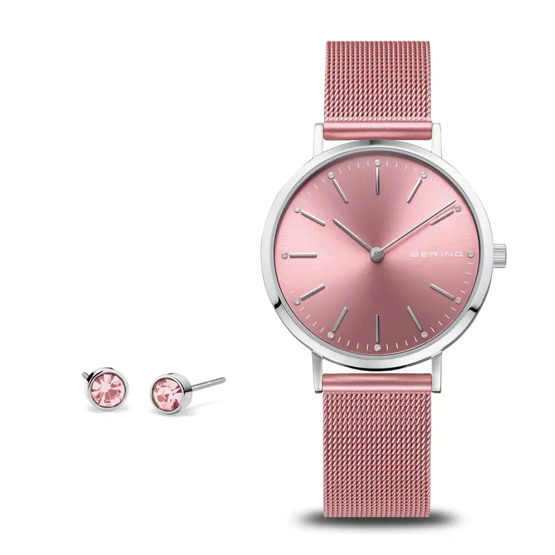 bering dames horloge roze wijzerplaat - 14134-999-GWP
