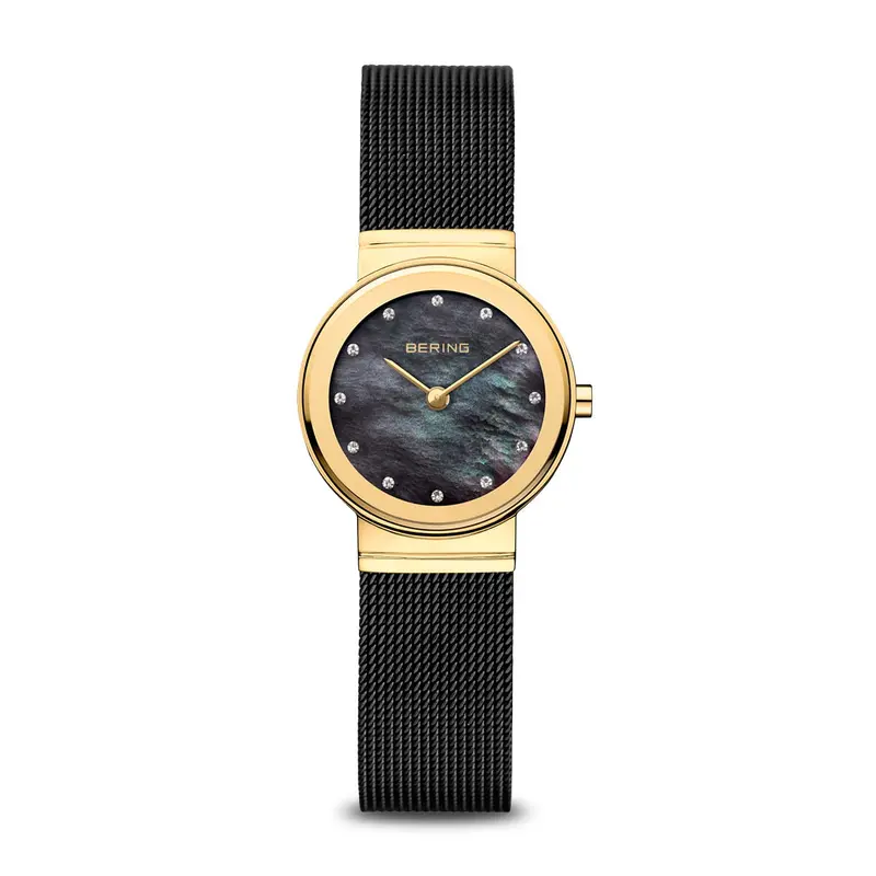 bering dames horloge zwarte wijzerplaat - 10126-132