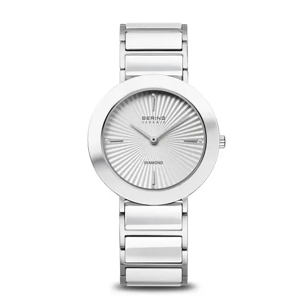 Bering horloge dames – Ceramic, zilver met witte keramiek