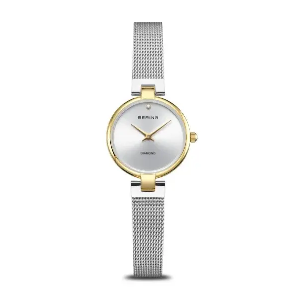 Bering horloge dames – Classic, goudkleurig met zilveren Milanese band