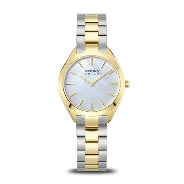 Bering horloge dames – Solar, bicolor zilver-goud