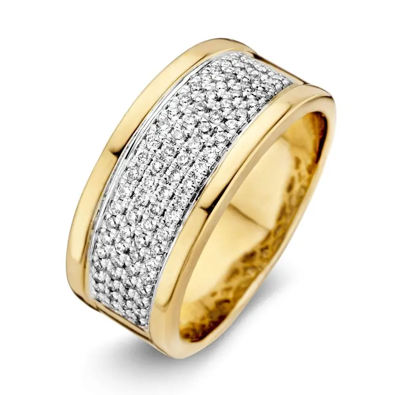 Bicolor Geel- en Witgouden Damesring met Diamant (0.51 crt) – 14 Karaat