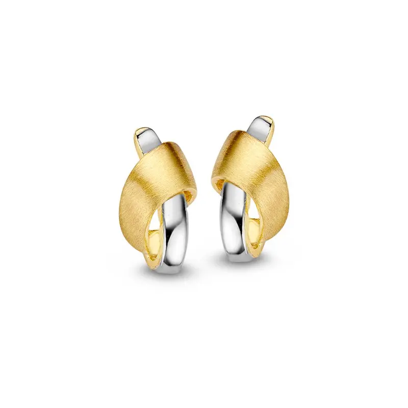 Bicolor Gouden Oorknoppen voor Dames – 14 Karaat Geel/Wit Gouden Oorknoppen