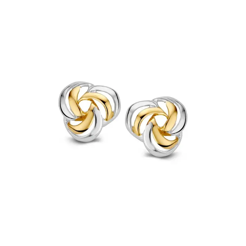 Bicolor Gouden Oorstekers 14 Karaat voor Dames – 7,2 mm, Subtiel en Elegant