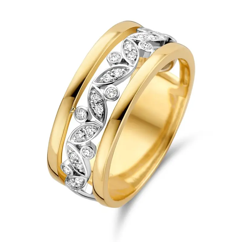 Bicolor Gouden Ring met Diamant – 0.20 Carat