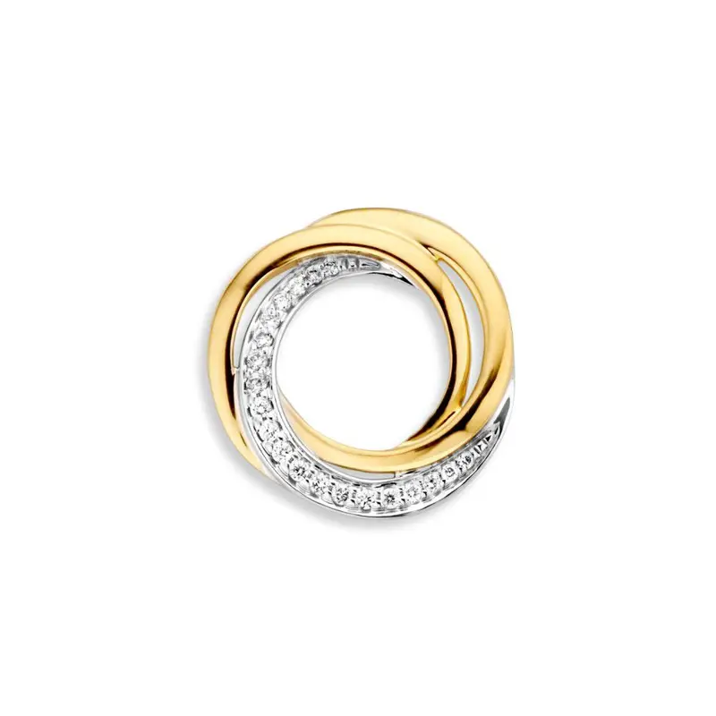 Bicolor Wit- en Geelgouden Hanger met Diamant – 14 Karaat, 0.11 Caraat Briljant