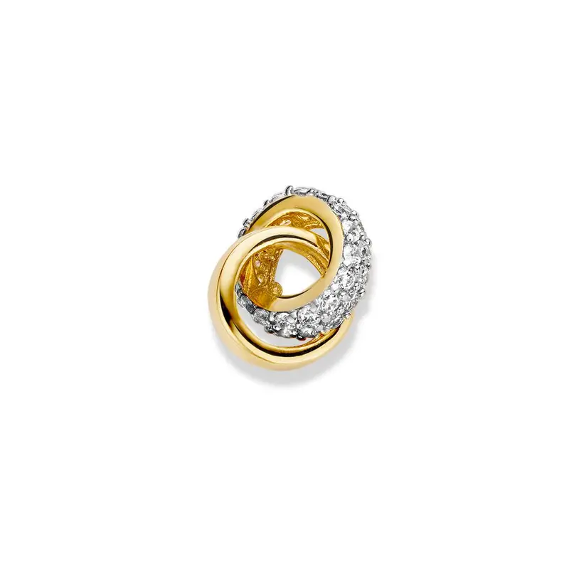 Bicolor wit- en geelgouden hanger met zirkonia – 14 karaat, 1,3 gram, 2,8 mm