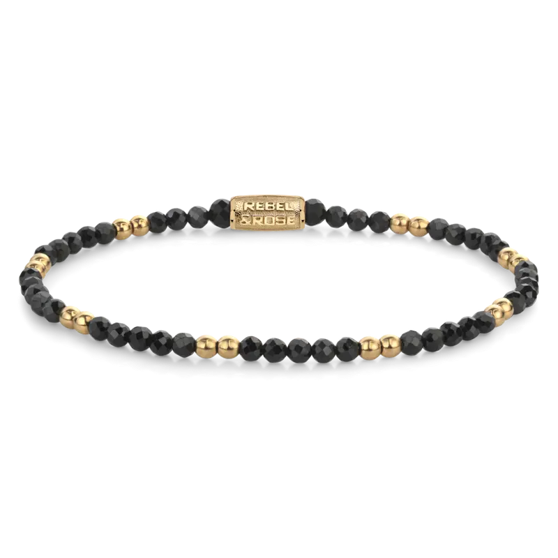 Black & Gold Glam Rocks - 3mm - Kralen Armband Dames