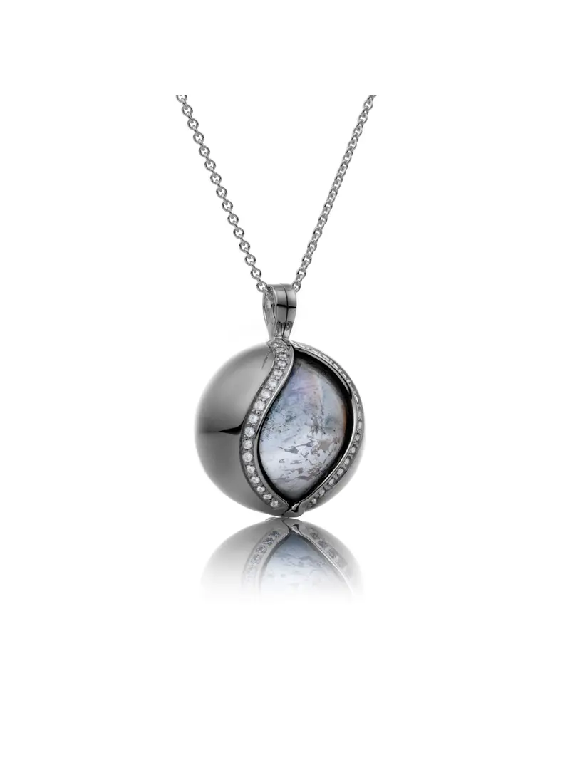 Black rhodium plated Minimal pendant CZ Clear - polished