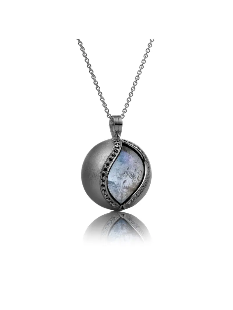 Black rhodium plated pendant - black CZ Ice Matt