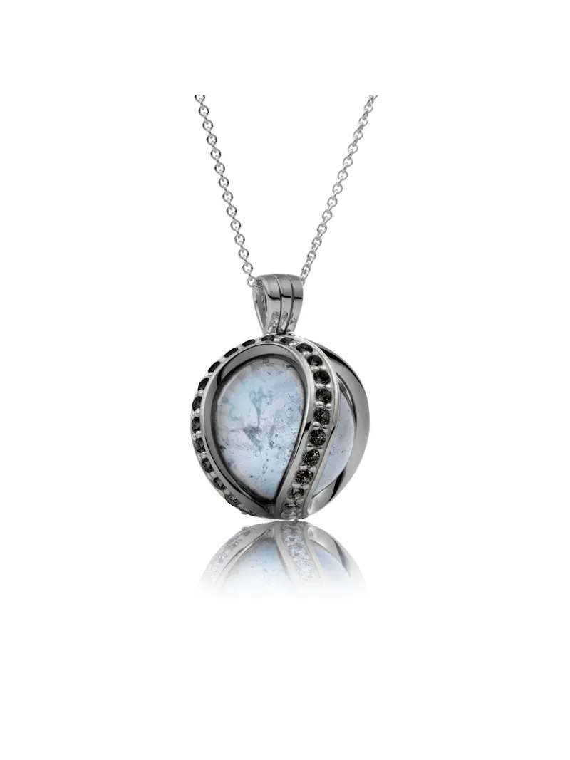Black rhodium plated pendant CZ black - polished