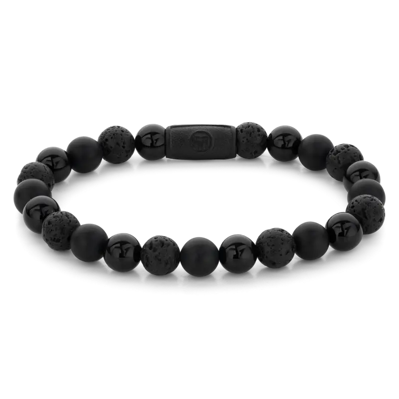 Black Rocks - All-Black - 8mm - Heren Kralen Armband