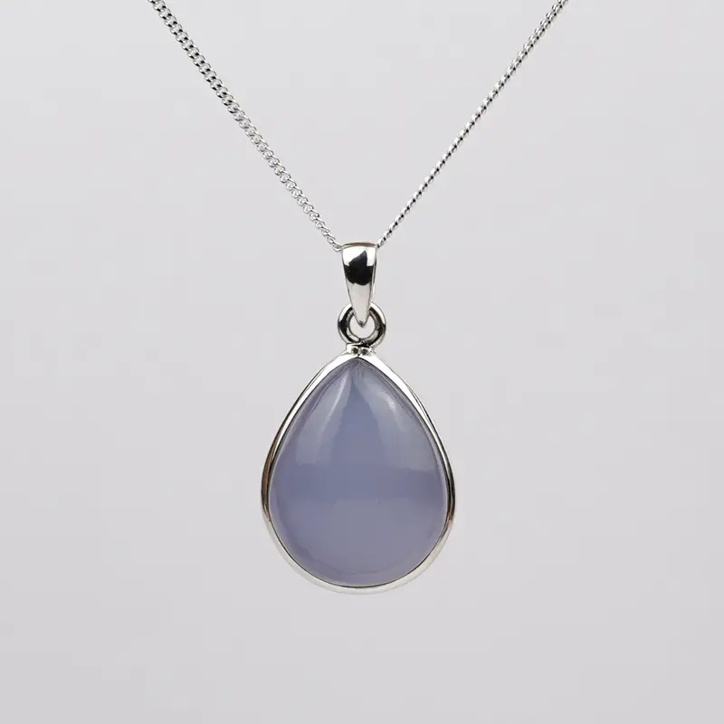 Blauwe Chalcedoon 925 Zilver Ketting K3