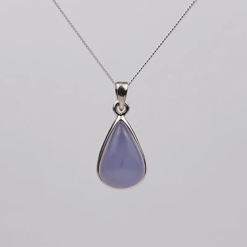 Blauwe Chalcedoon 925 Zilver Ketting K6