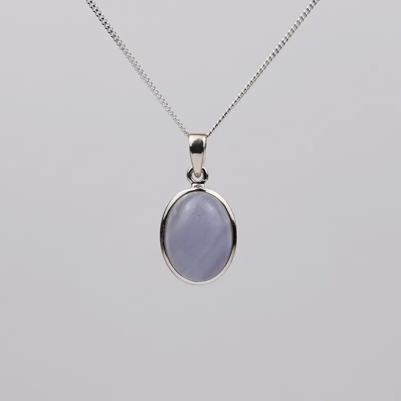 Blue Lace Agaat 925 Zilver Ketting K7