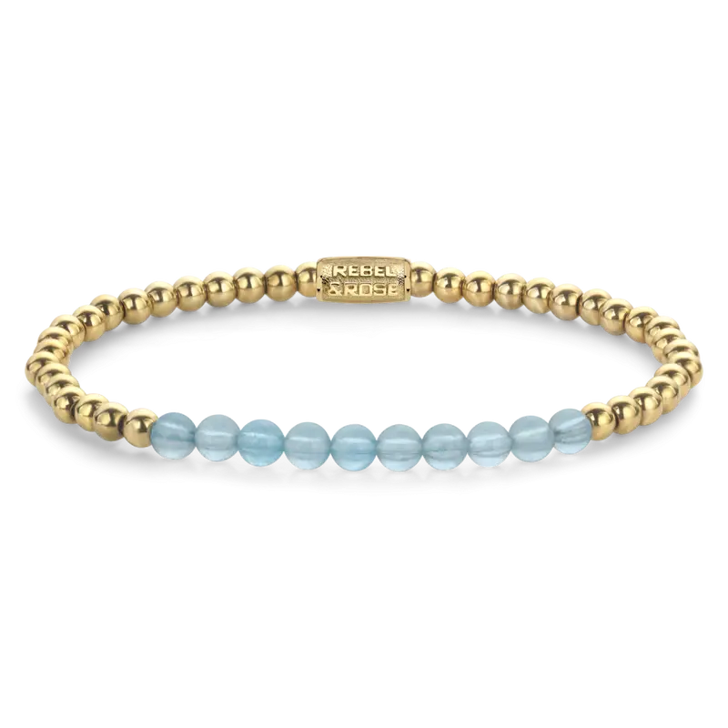Blue Sky meets Yellow Gold - 4mm - Kralen Armband Dames
