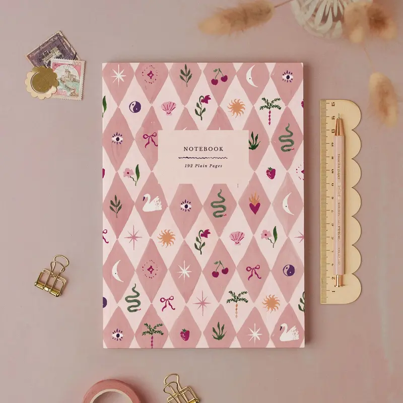 Blush Harlequin Plain Page Notebook