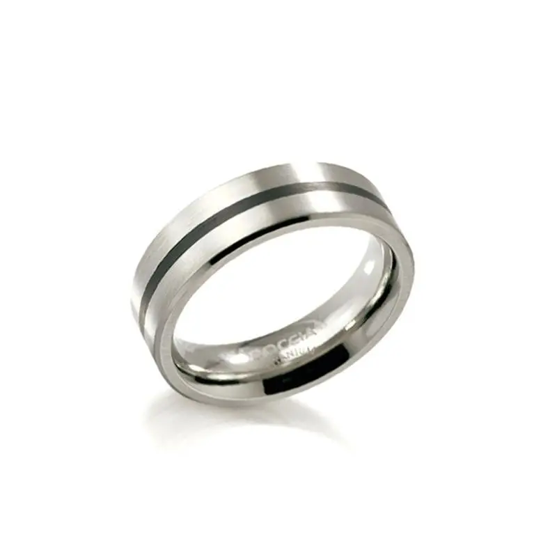 Boccia Titanium Ring zwart emaille 0101-14