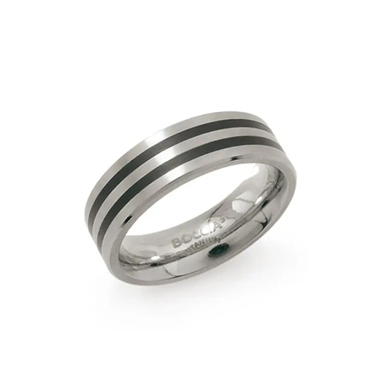 Boccia Titanium Ring zwart emaille 0101-17