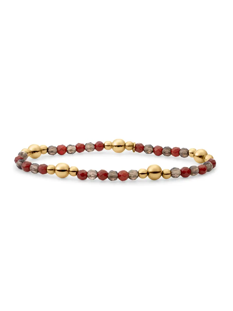 Bold Mix Armband Red Coral | Smoky Quartz
