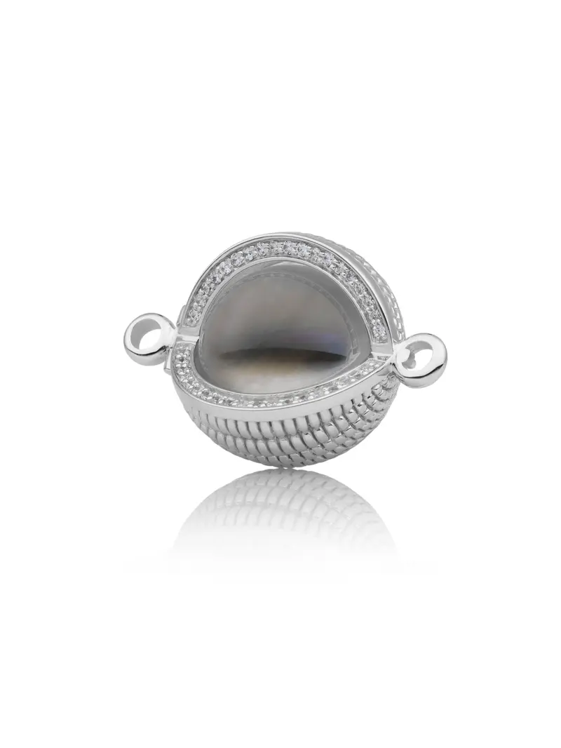 Bracelet Pendant - Starburst Crystal Silver - CZ Polished 14mm
