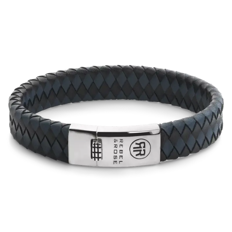 Braided Flat 925 Black&Blue - Heren armband