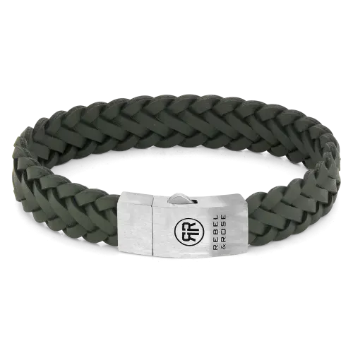 Braided Raw Matt Ranger - Leren Heren Armband
