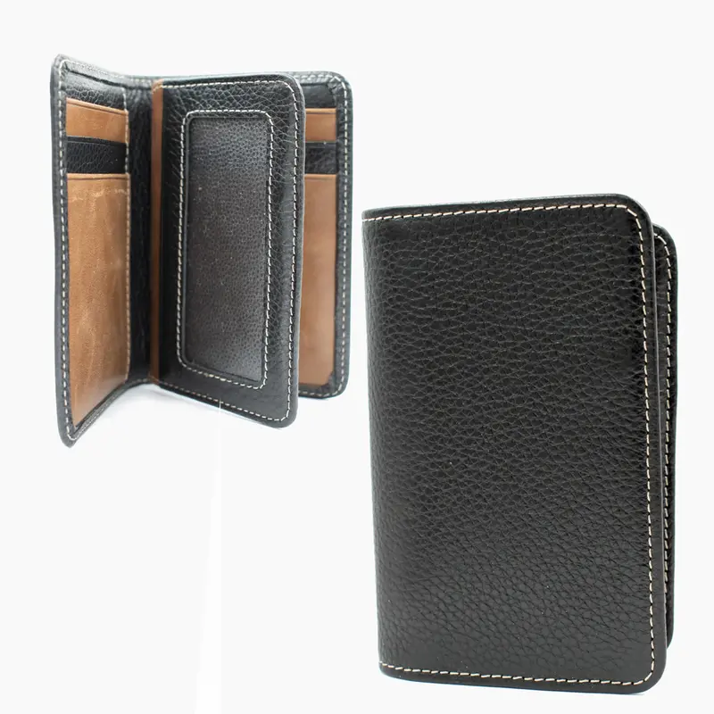 Bruin en Zwarte Leren Kaartholder 3304