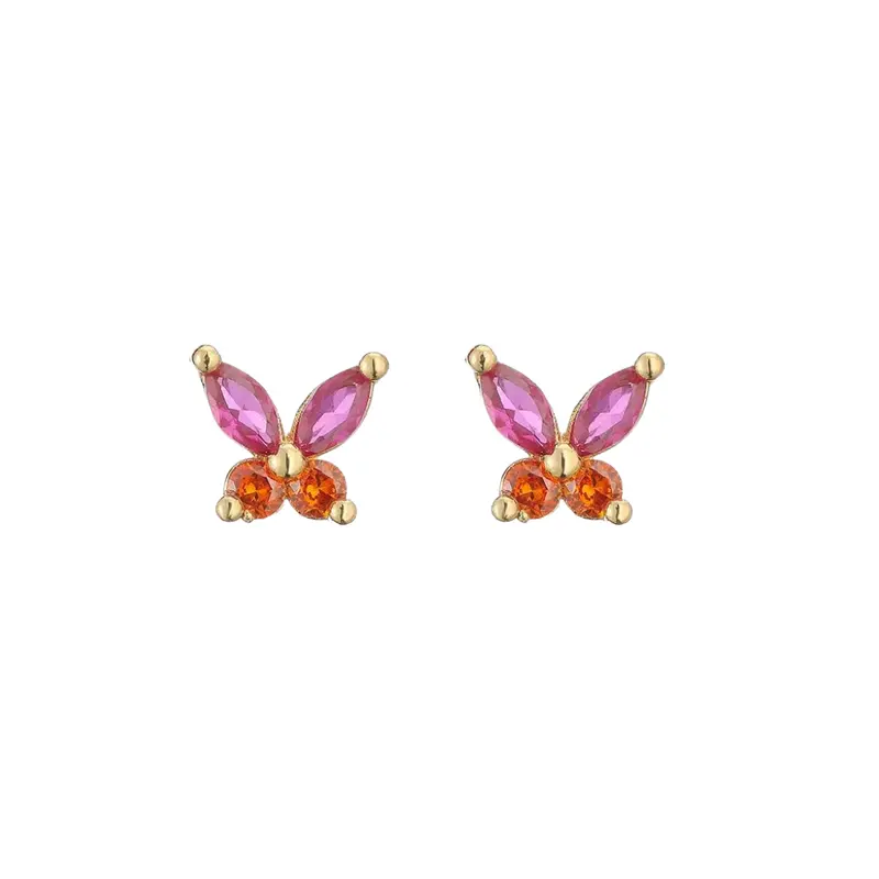 Butterfly allure studs roze-oranje