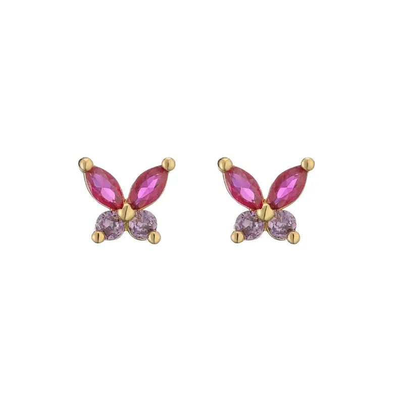 Butterfly allure studs roze-paars