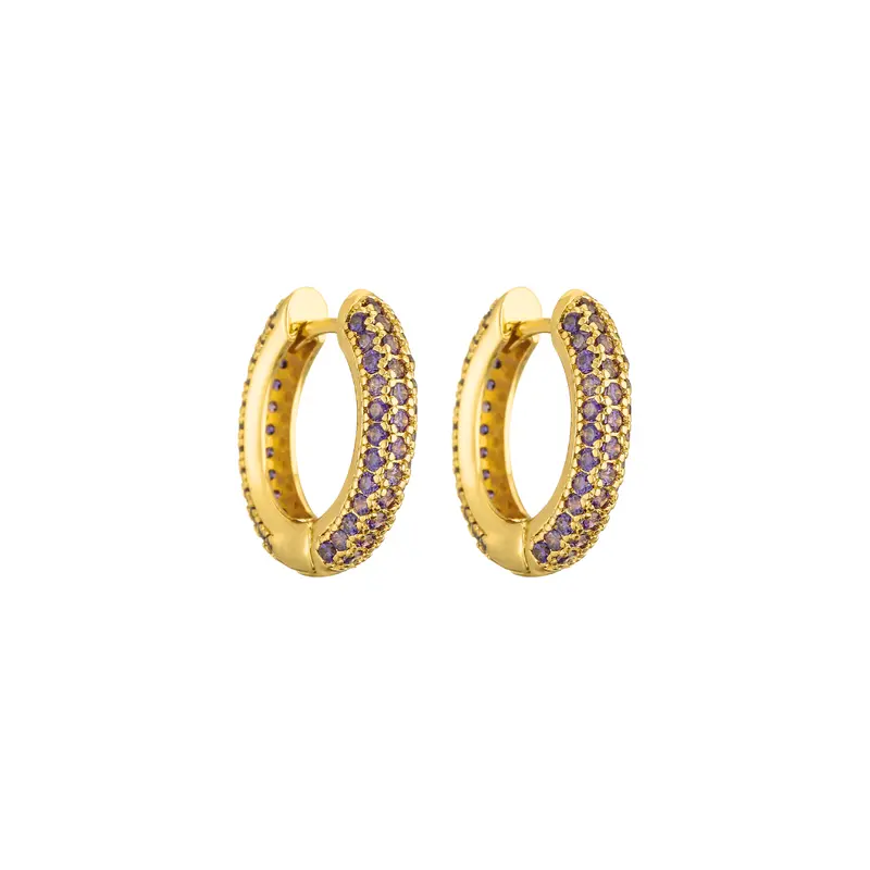 Classic diamond hoops paars