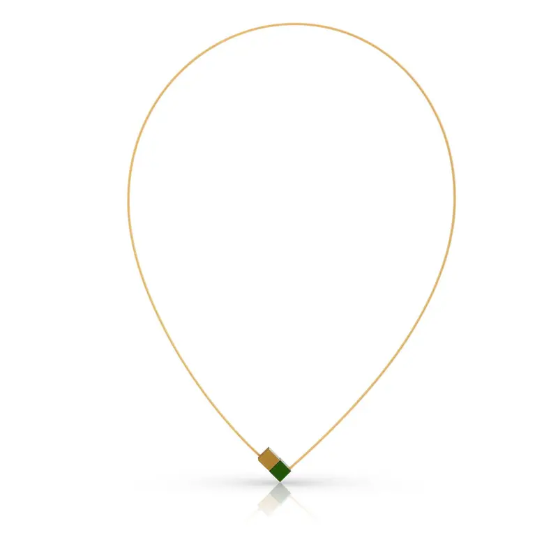 Clic Twee Kubusjes Groen met Draad Collier CG205GRG