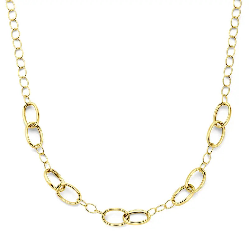 Collier 11 mm 45 cm 3 micron zilver verguld (geel)