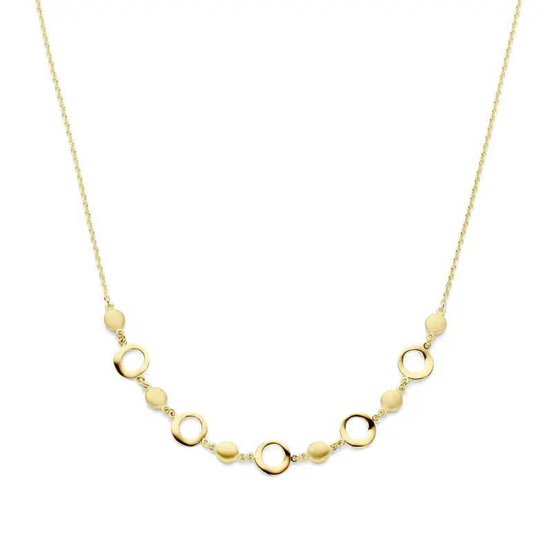 collier 42 + 2 cm poli/mat 14K geelgoud
