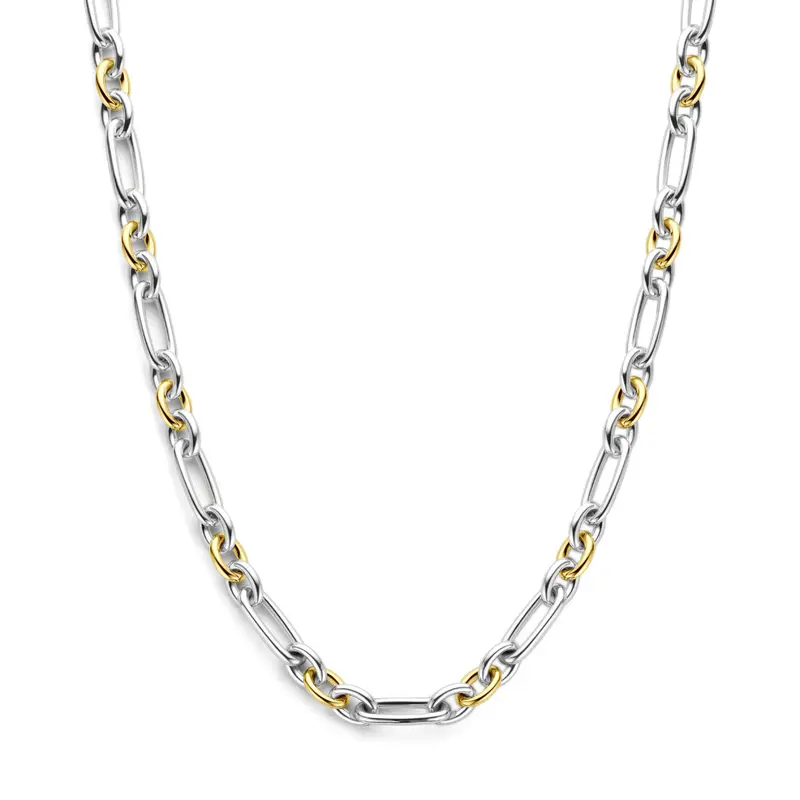 Collier 7,5 mm 14K goud en zilver 45 cm