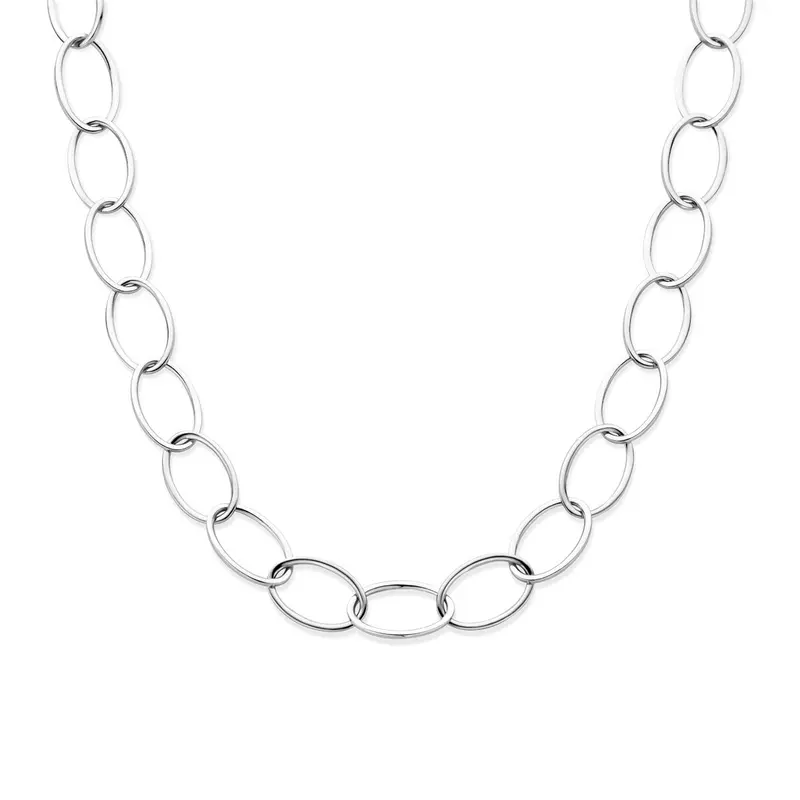 Collier anker 16 mm 45 cm zilver gerhodineerd