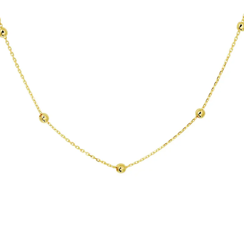 collier anker en bolletjes 1,0 mm 42 - 44 - 46 cm 14K geelgoud