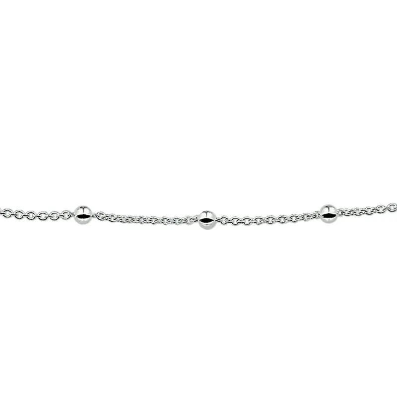 Collier anker en bolletjes zilver wit – 1013379
