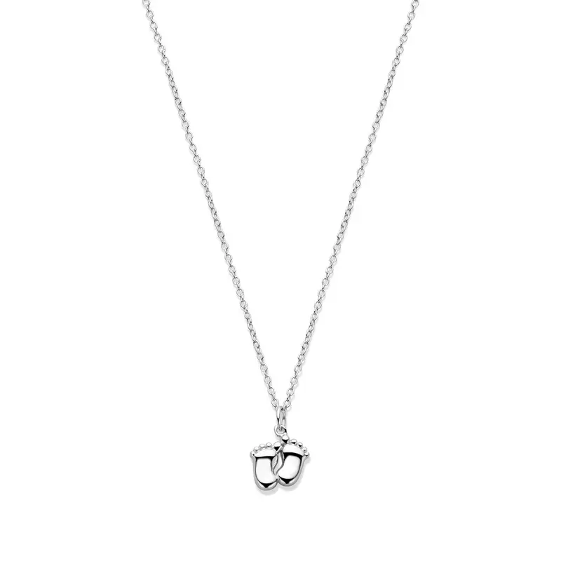 collier baby voetjes 41 - 43 - 45 cm zilver gerhodineerd